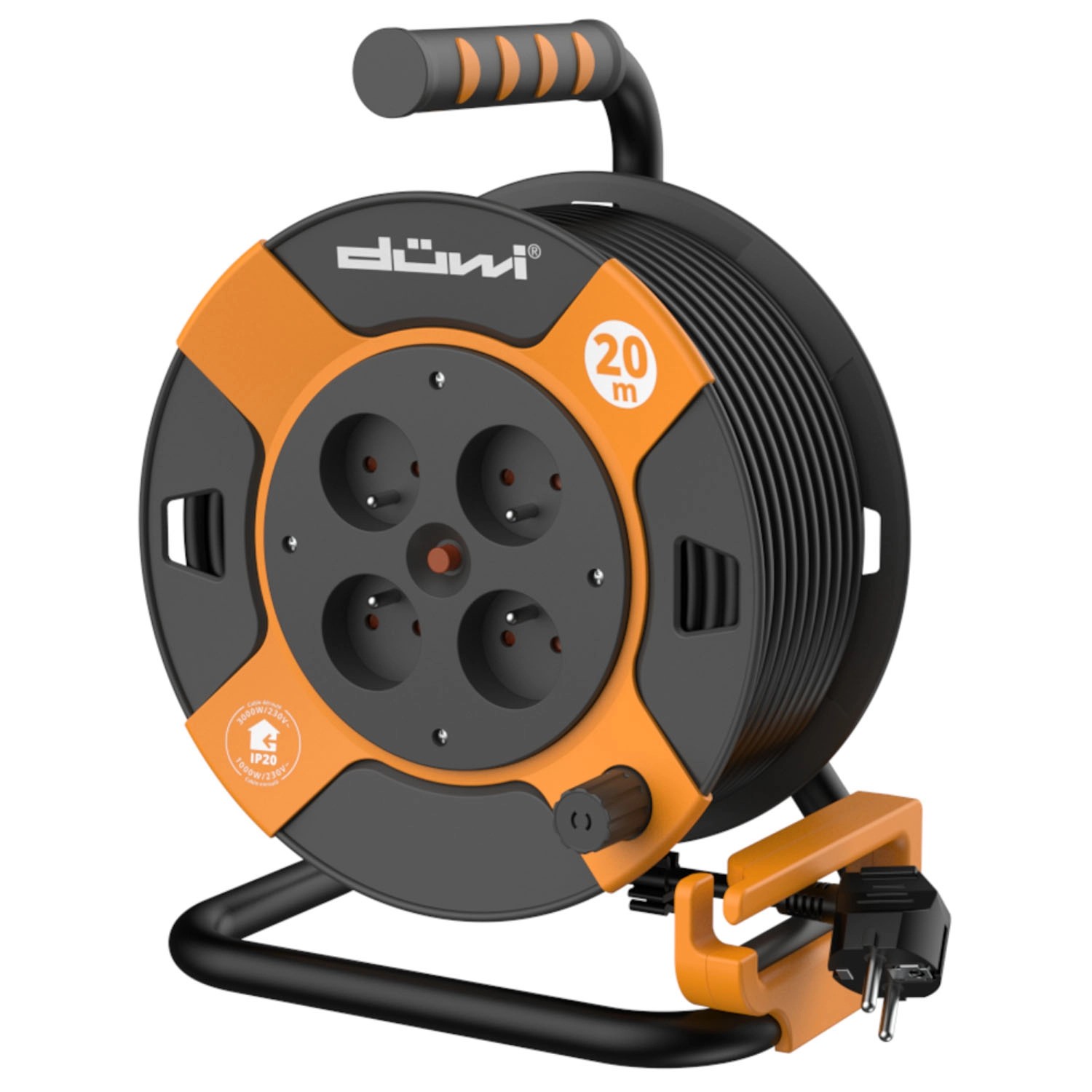 Düwi Przedłużacz bębnowy 4x2P+Z 20 m pomarańczowo-czarny