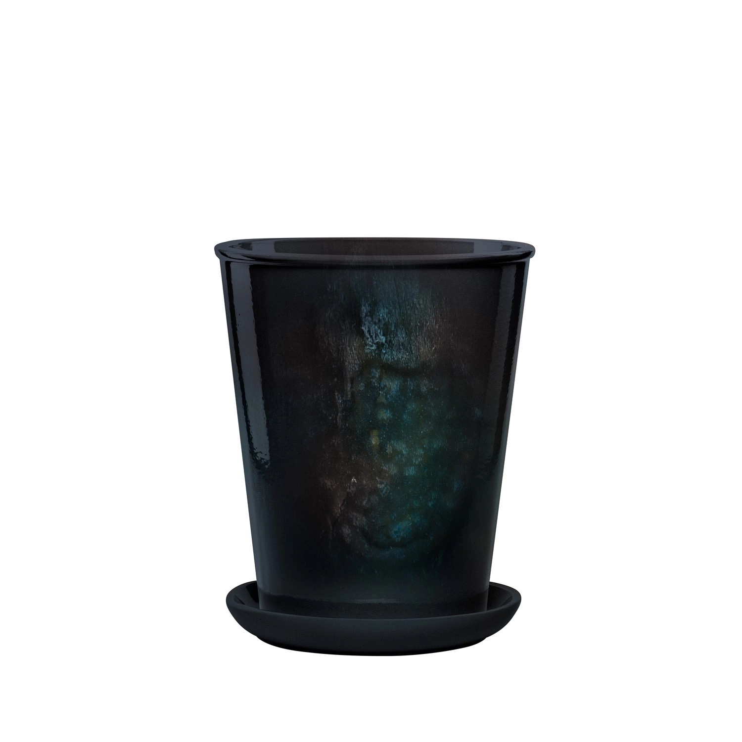 Donica z podstawką Palma brązowo-niebieska - 22 cm