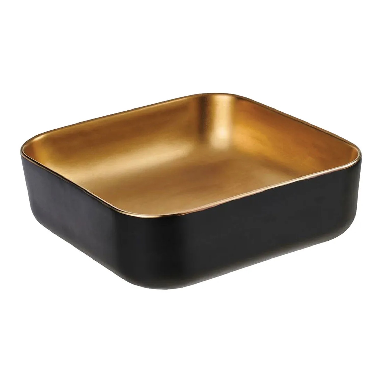Umywalka nablatowa Reja kwadratowa 39 x 39 x 14 cm czarno-złota