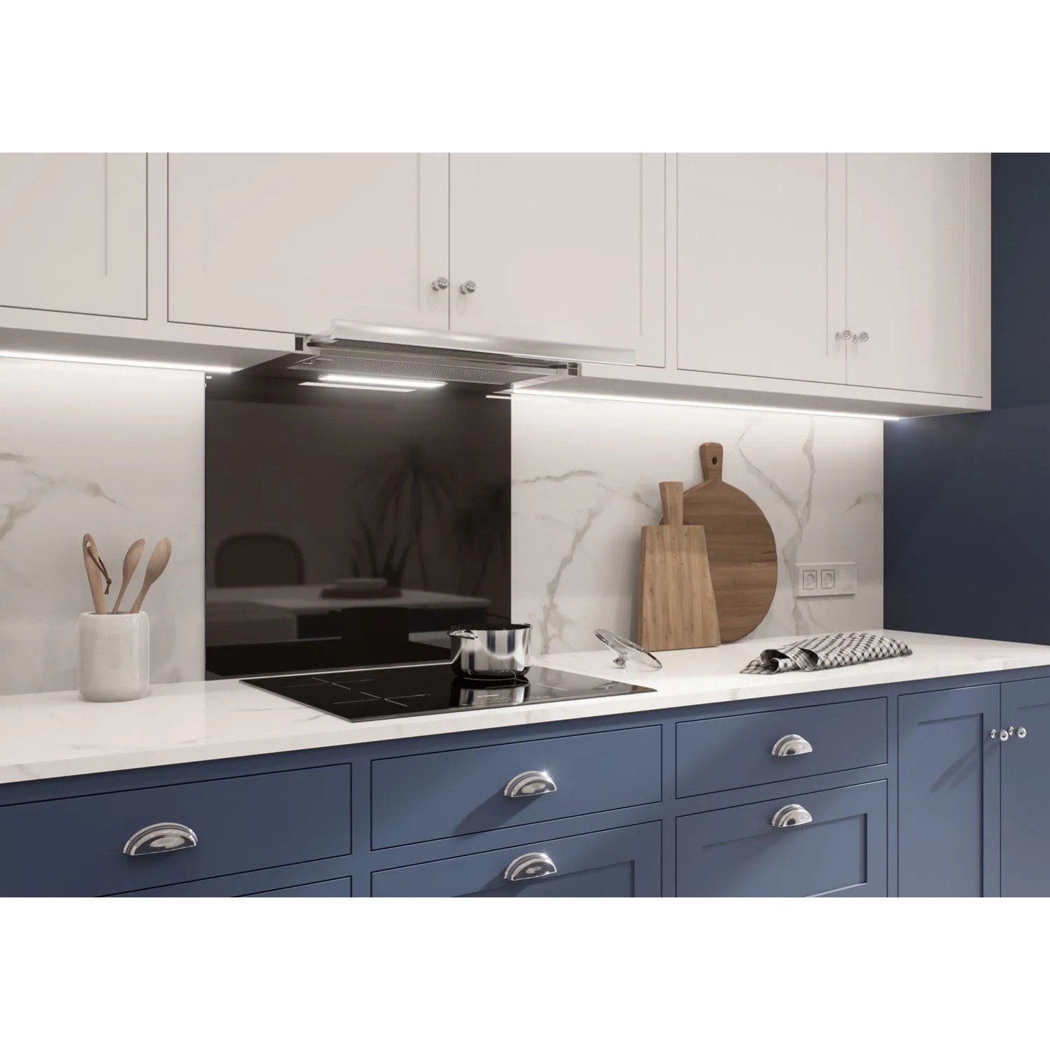 Panel kuchenny szklany czarny - 70 x 60 cm