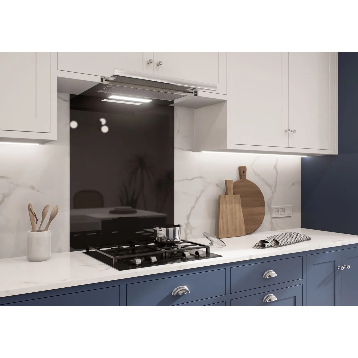 Panel kuchenny szklany czarny - 70 x 90 cm