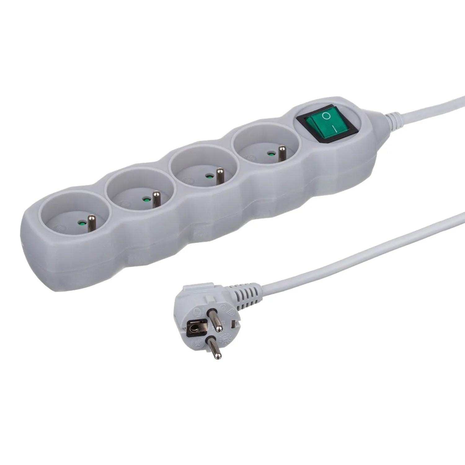 Düwi Przedłużacz listwowy 4-gniazdowy z włącznikiem 2P+Z 3x1,0mm2 szary 1,5 m