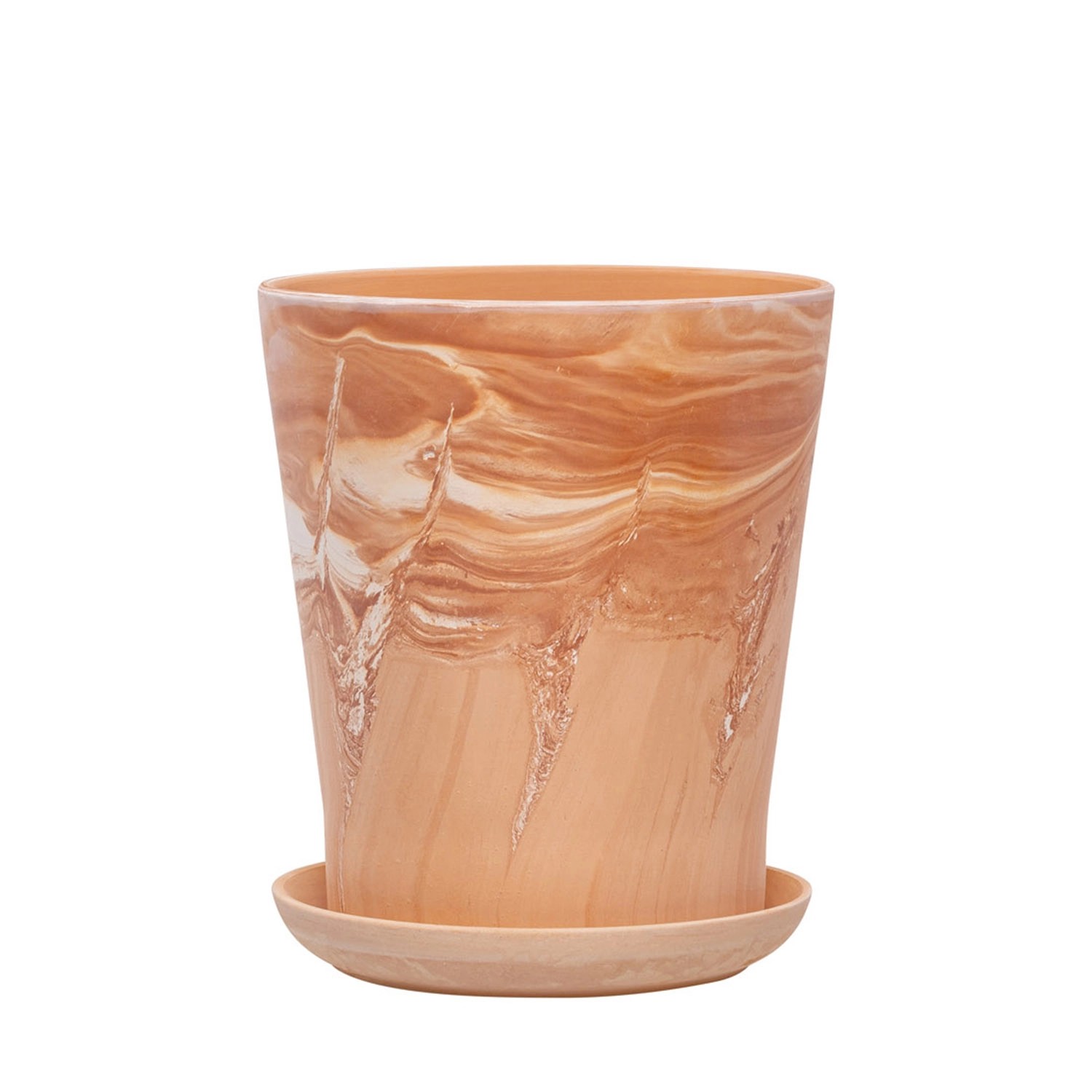 Donica z podstawką Irma terrakota z bielą - 12,5 cm