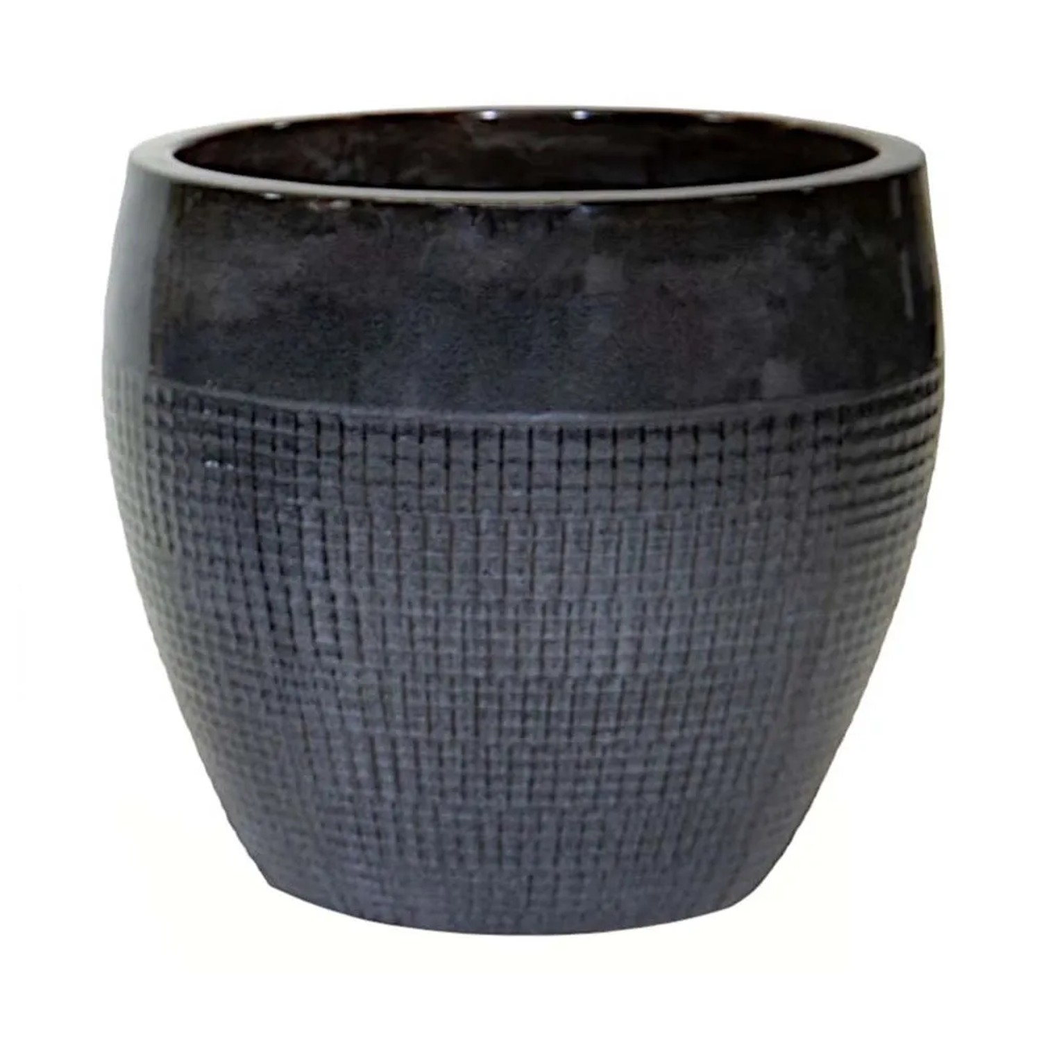 Donica ceramiczna Portly czarna - 30 x 29 cm