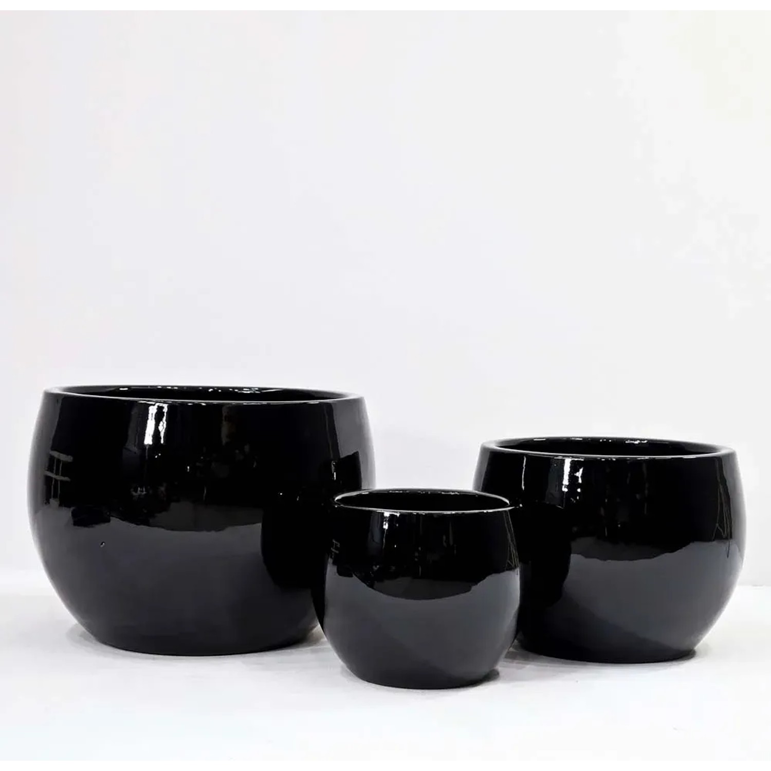 Donica szkliwiona Palla czarna - 42 x 32 cm