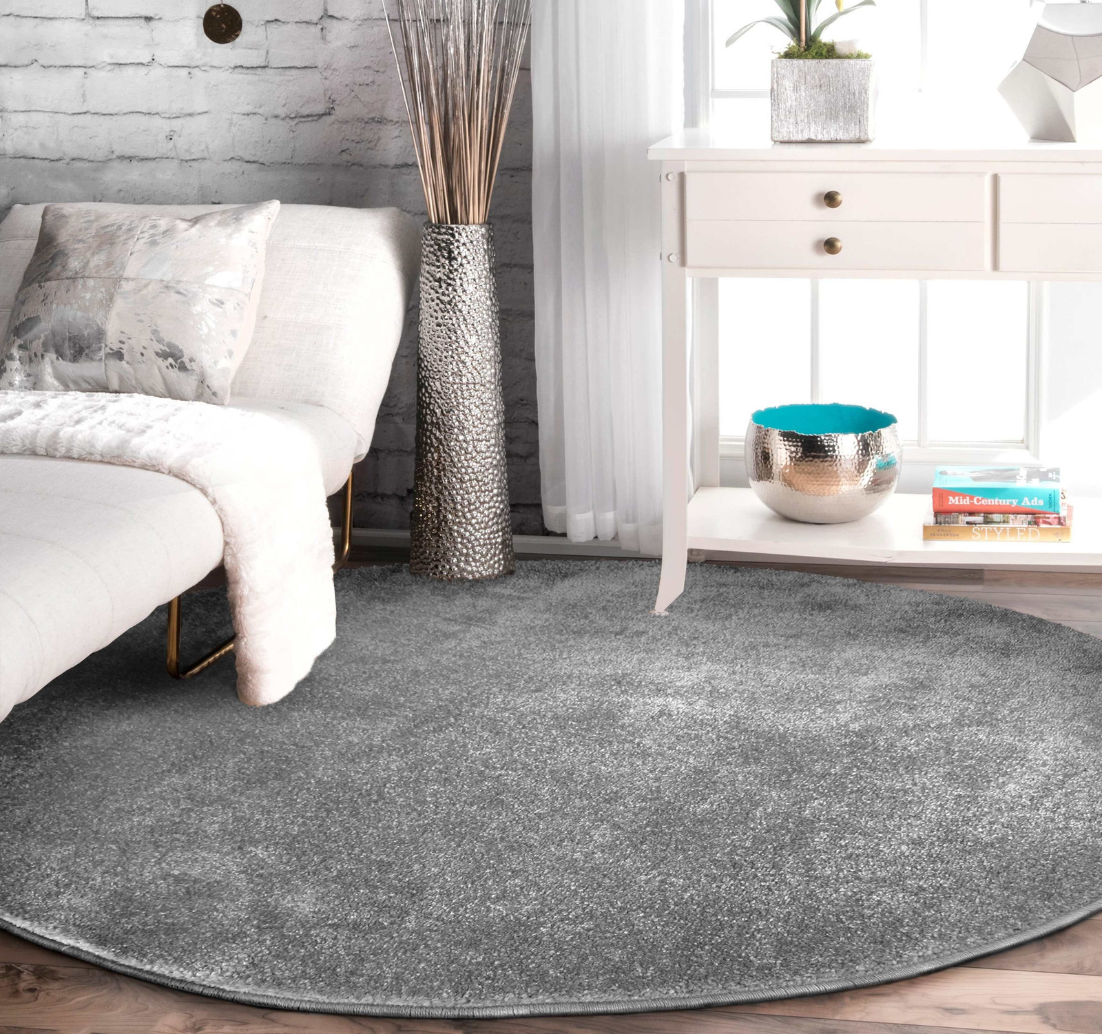 Dywan Premium koło jednolity szary