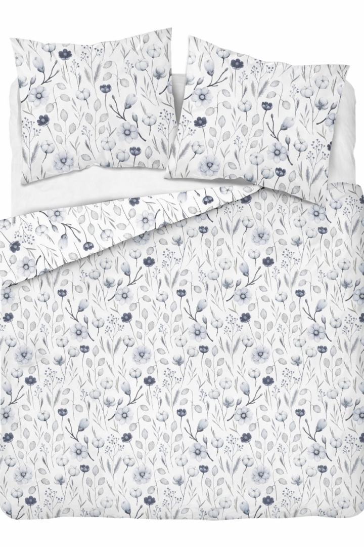 Pościel 220x200 + 2 poszewki | 100% bawełna | Kwiaty błękit