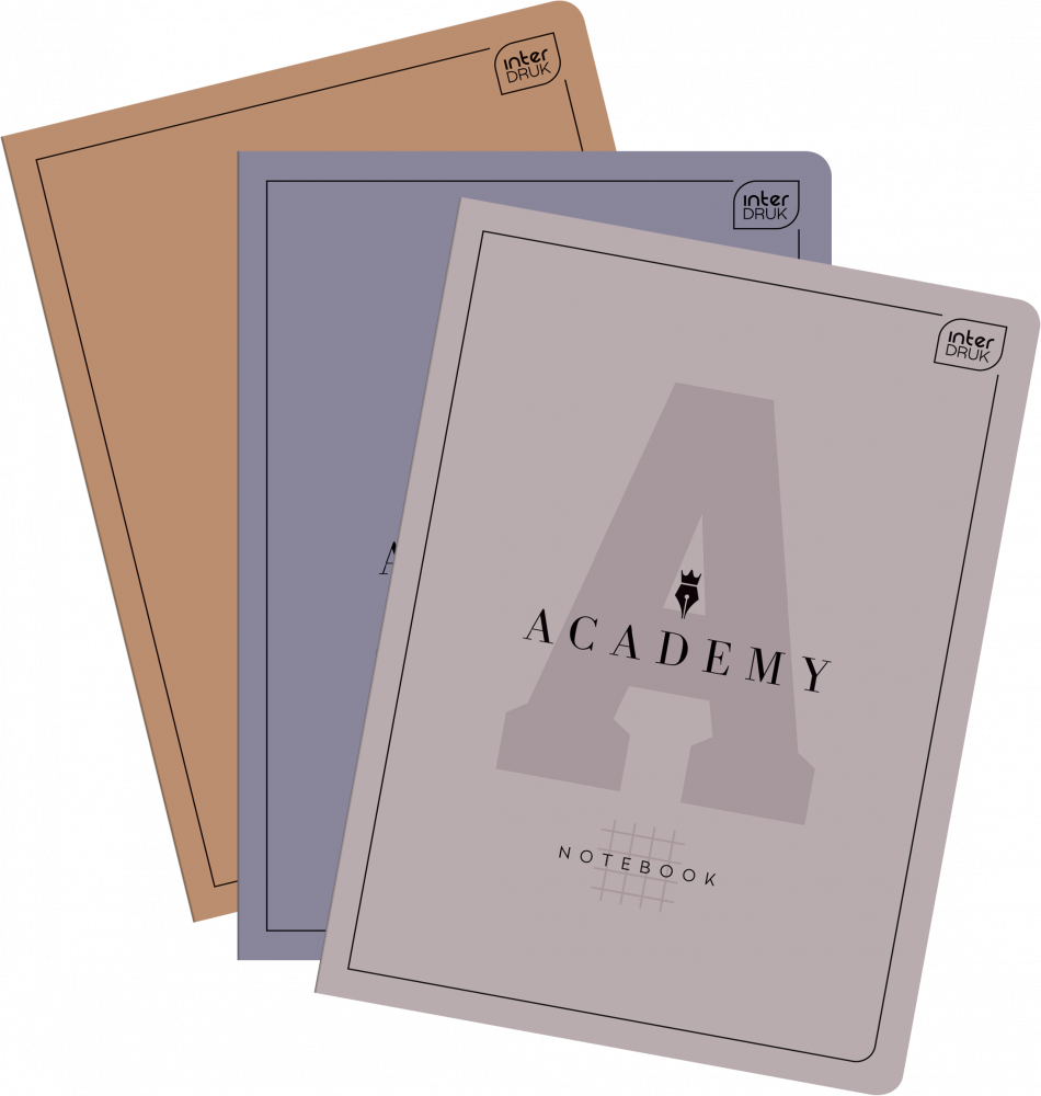 3x Zeszyt w linie Interdruk Academy, A4, 60 kartek, mix kolorów