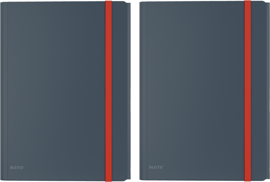 2x Teczka plastikowa z gumką i kieszonką Leitz Cosy, A4, 8mm, szary