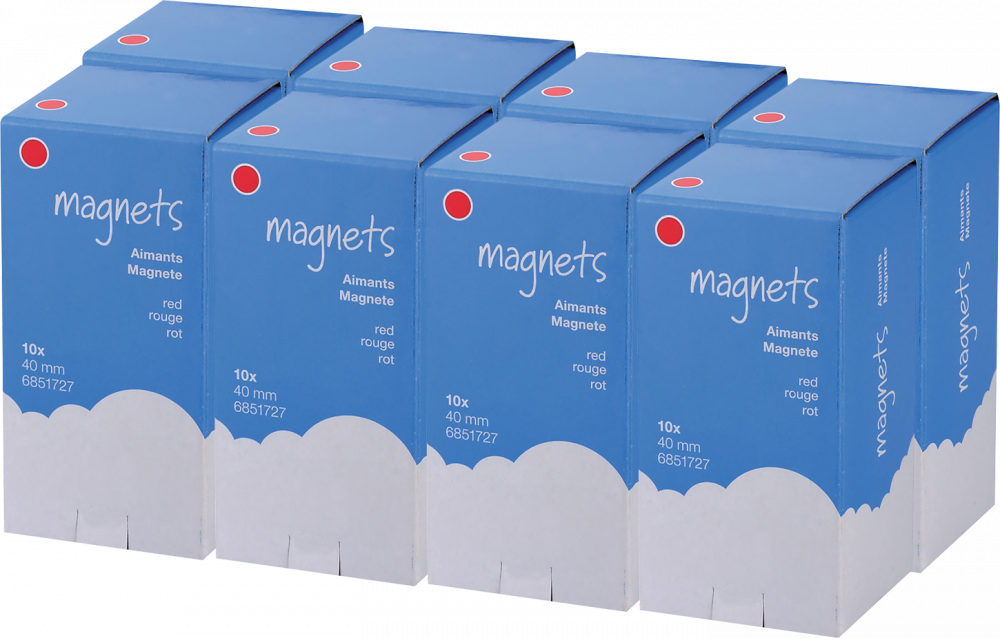 8x Magnesy Viking, 40mm, 10 sztuk, czerwony