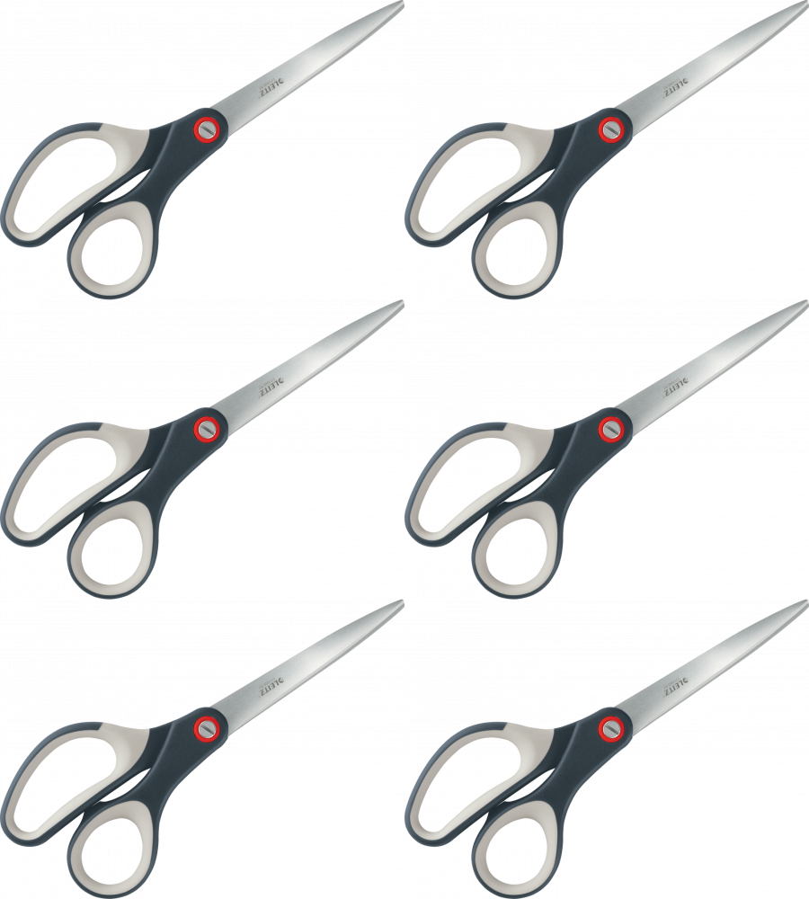 6x Nożyczki biurowe Leitz Cosy powlekane tytanem, 20.5cm, szary