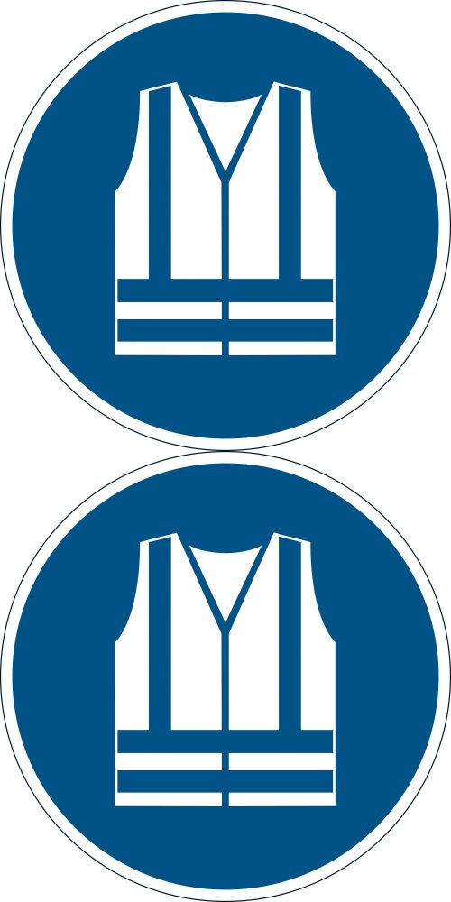 2x Naklejka podłogowa/znacznik Durable, symbol „Stosuj kamizelkę ochronną”, 1 sztuka
