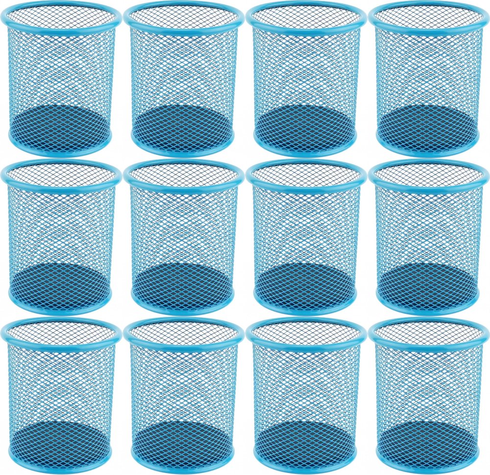 12x Kubek na długopisy Leviatan, metalowy (druciany), 98x91mm, niebieski
