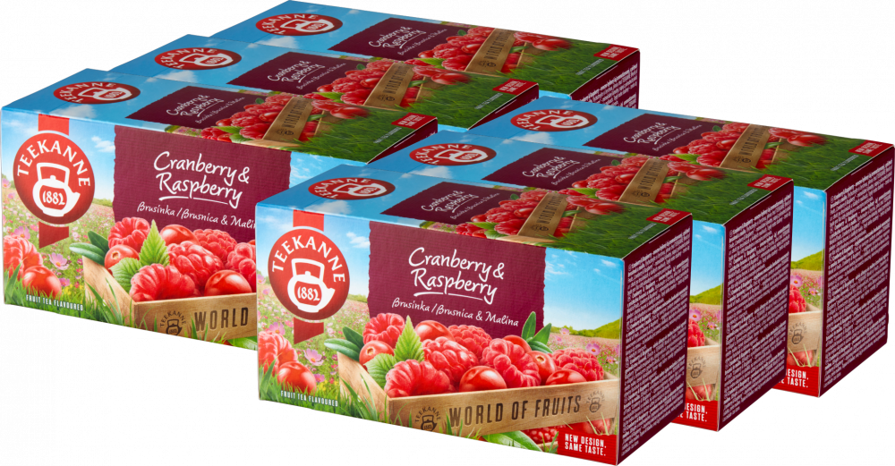 6x Herbata owocowa w kopertach Teekanne Cranberry&Raspberry, żurawina i malina, 20 sztuk x 2.25g