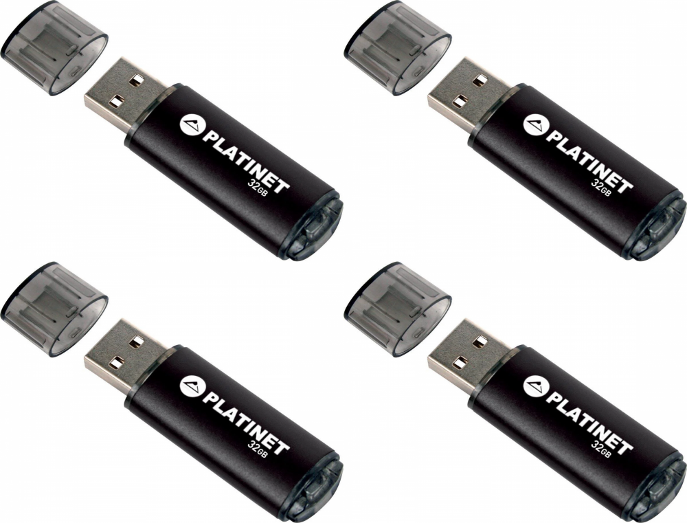 4x Pendrive aluminiowy Platinet X-Depo, 32GB, USB 2.0, czarny