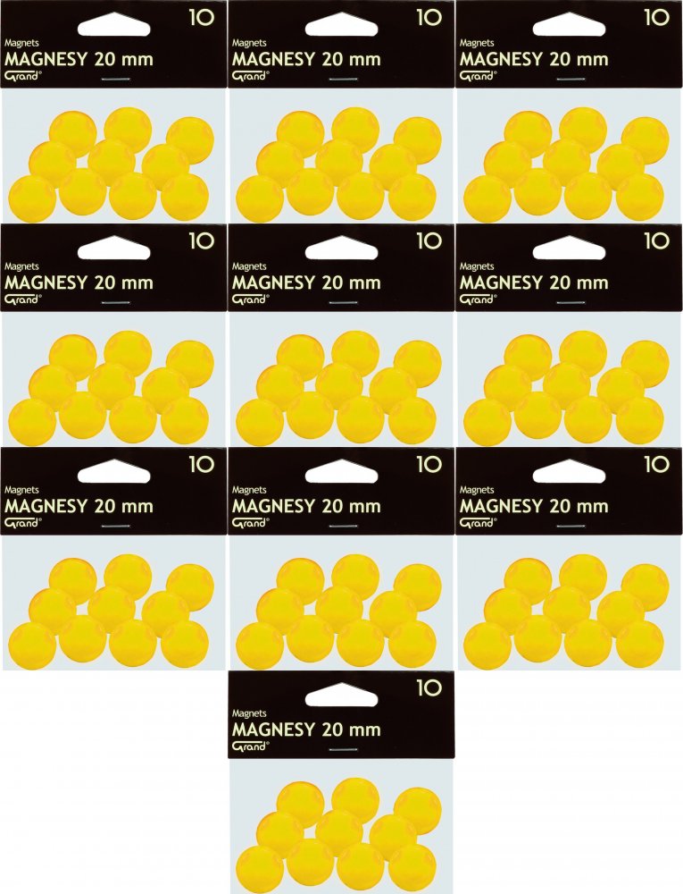 10x Magnesy Grand, 20mm, 10 sztuk, żółty