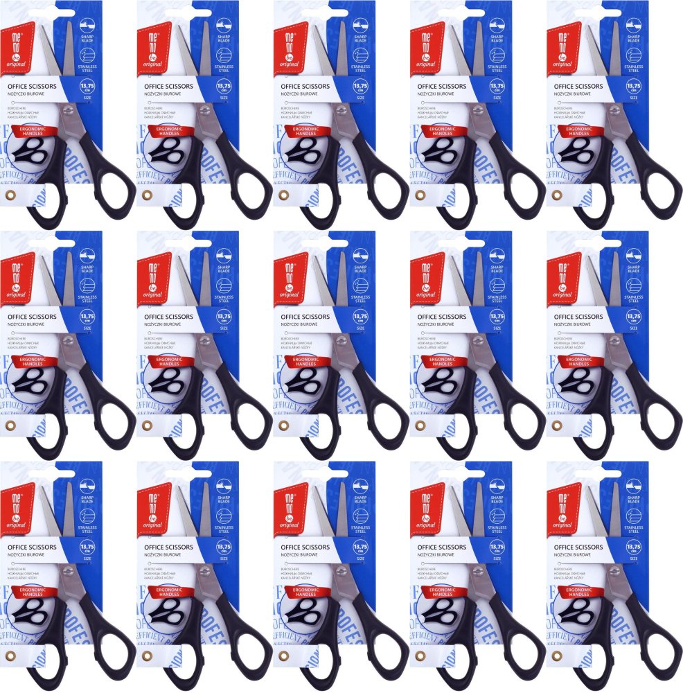 15x Nożyczki biurowe MemoBe, 13.75cm, czarny