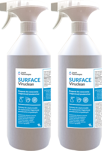 2x Płyn dezynfekujący do powierzchni Liquid Technologies Surface Viruclean, z rozpylaczem, 1l