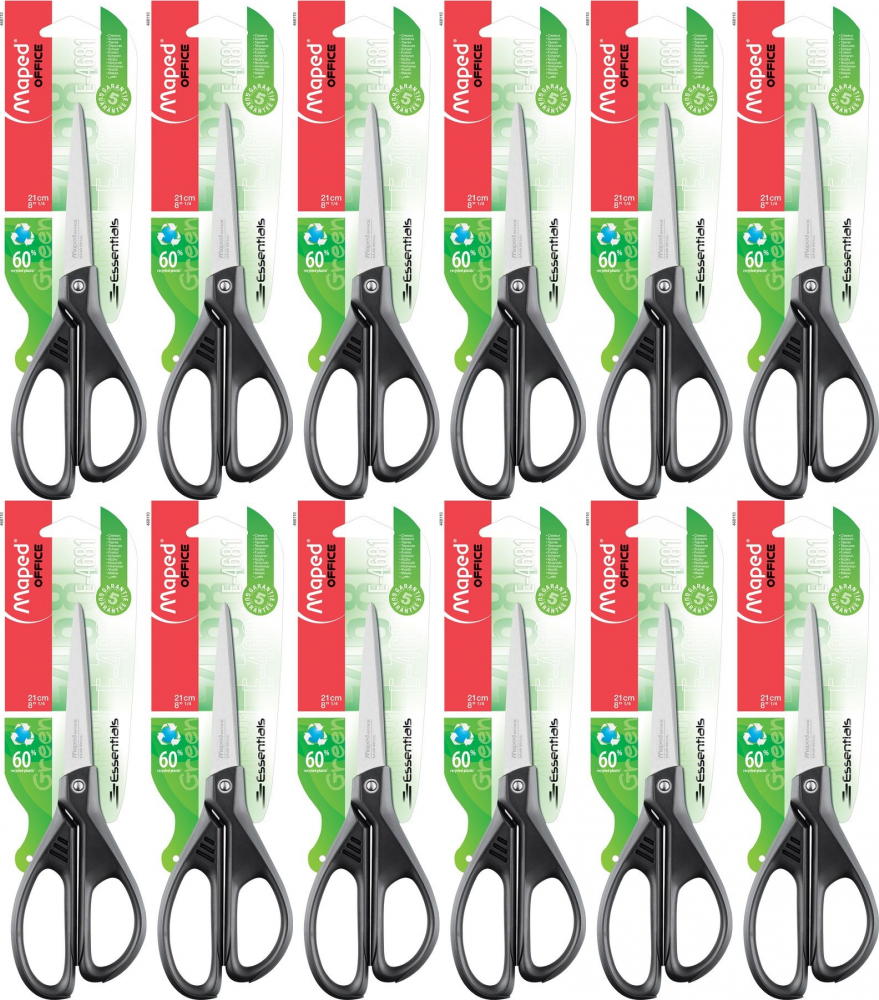 12x Nożyczki ekologiczne Maped Essentials Green ,21cm, czarny