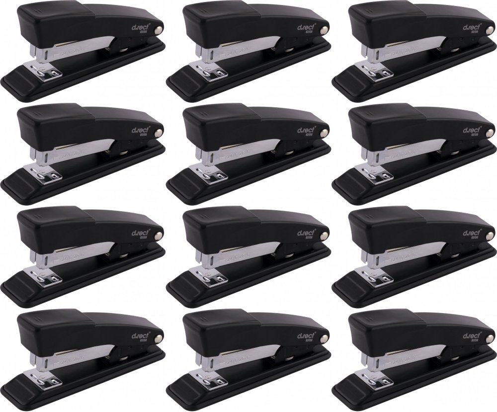 12x Zszywacz D.Rect 0315A, do 30 kartek, metalowy, mix kolorów