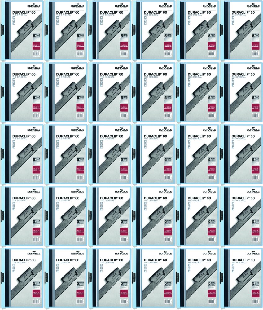 100x Skoroszyt plastikowy z klipsem Durable DuraClip, A4, do 60 kartek niebieski