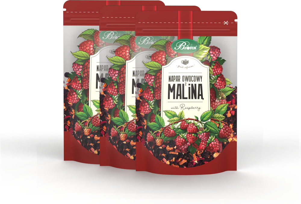 3x herbata owocowa z suszu BiFix, malina, 100g