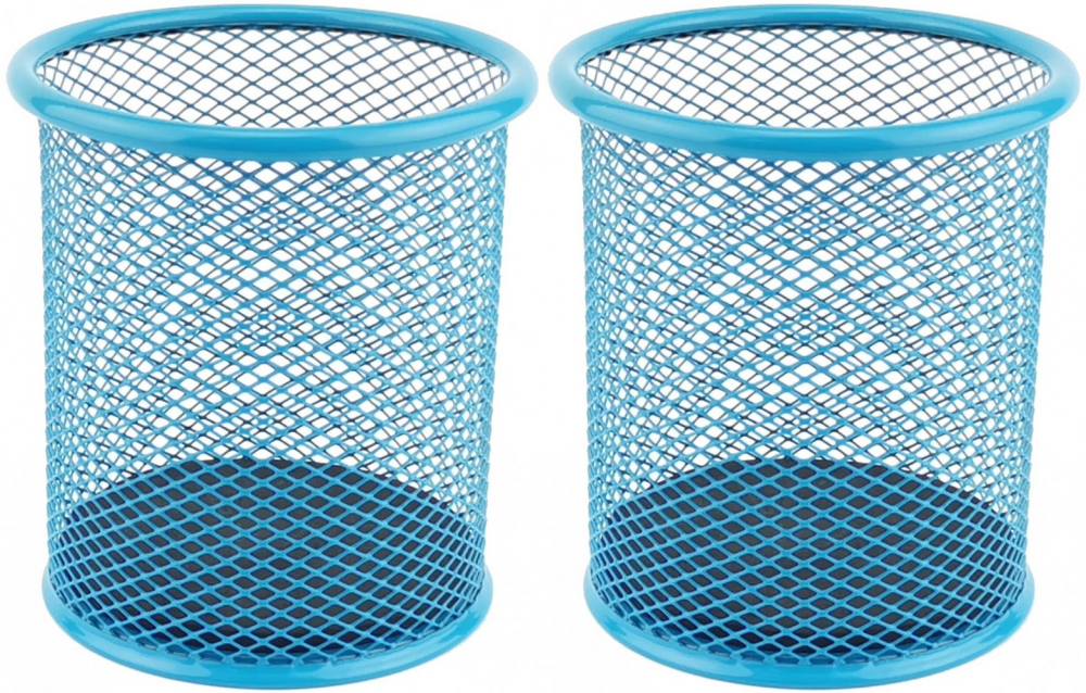 2x Kubek na długopisy Leviatan, metalowy (druciany), 98x91mm, niebieski
