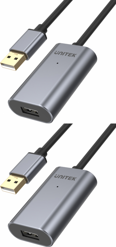 2x Przedłużacz USB Unitek Y-272, 10m, szary
