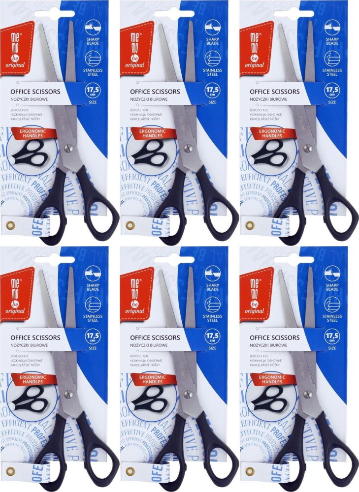 6x Nożyczki biurowe MemoBe, 17.5cm, czarny