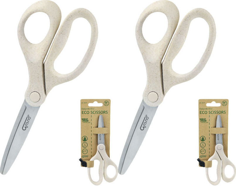 2x Nożyczki biurowe Grand GR-2675 ECO, 17cm, beżowy