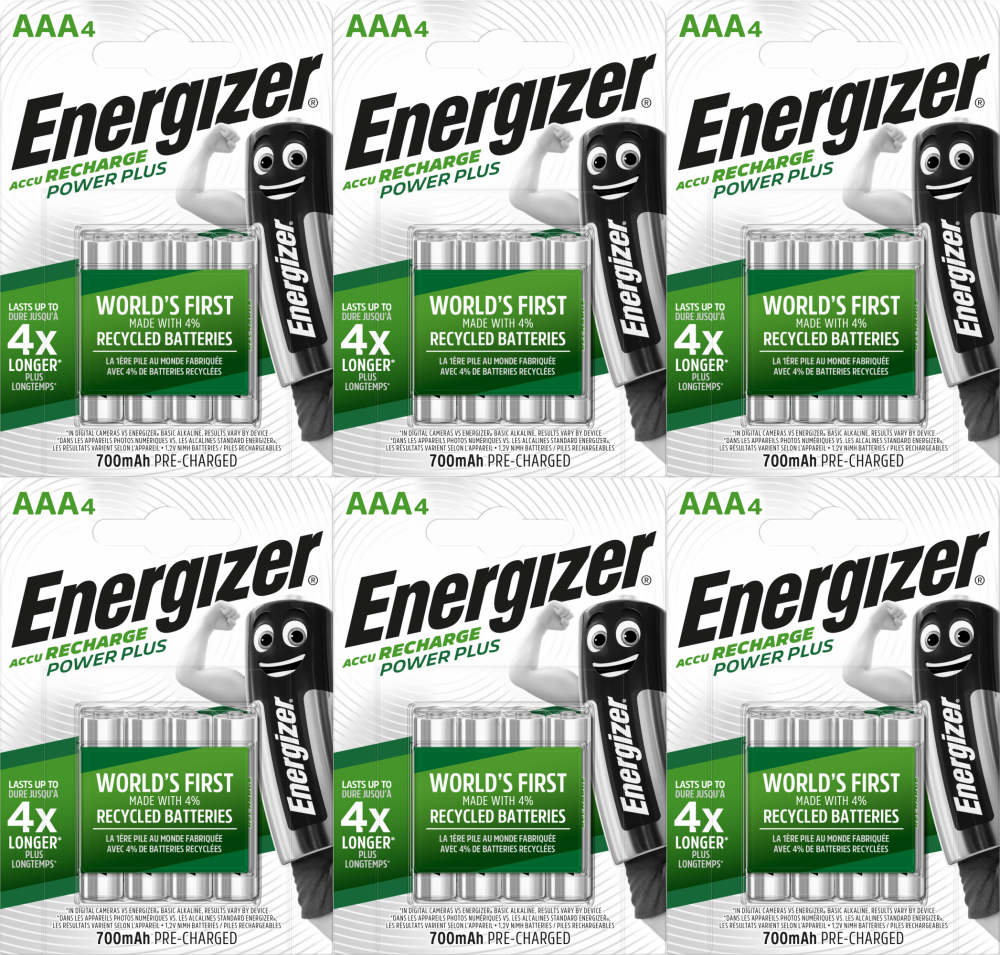6x Akumulator Energizer Power Plus, AAA, HR03, 1.2V, 700mAh, 4 sztuki