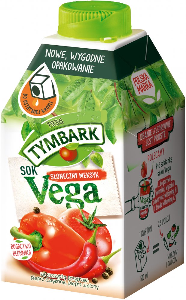 Sok warzywno-owocowy Tymbark Vega, Słoneczny Meksyk, karton, 0.5l