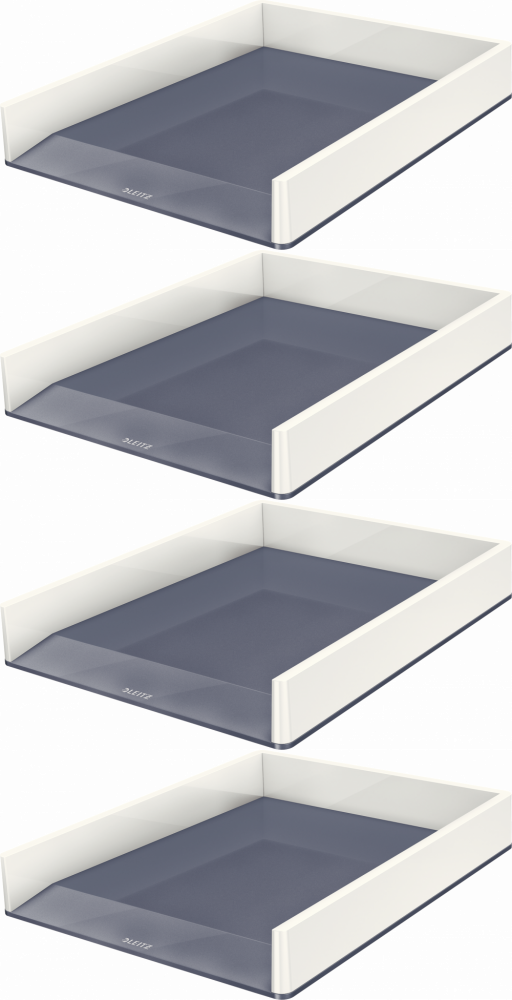 4x Półka na dokumenty Leitz Wow, A4, plastikowa, dwukolorowa, biało-szary