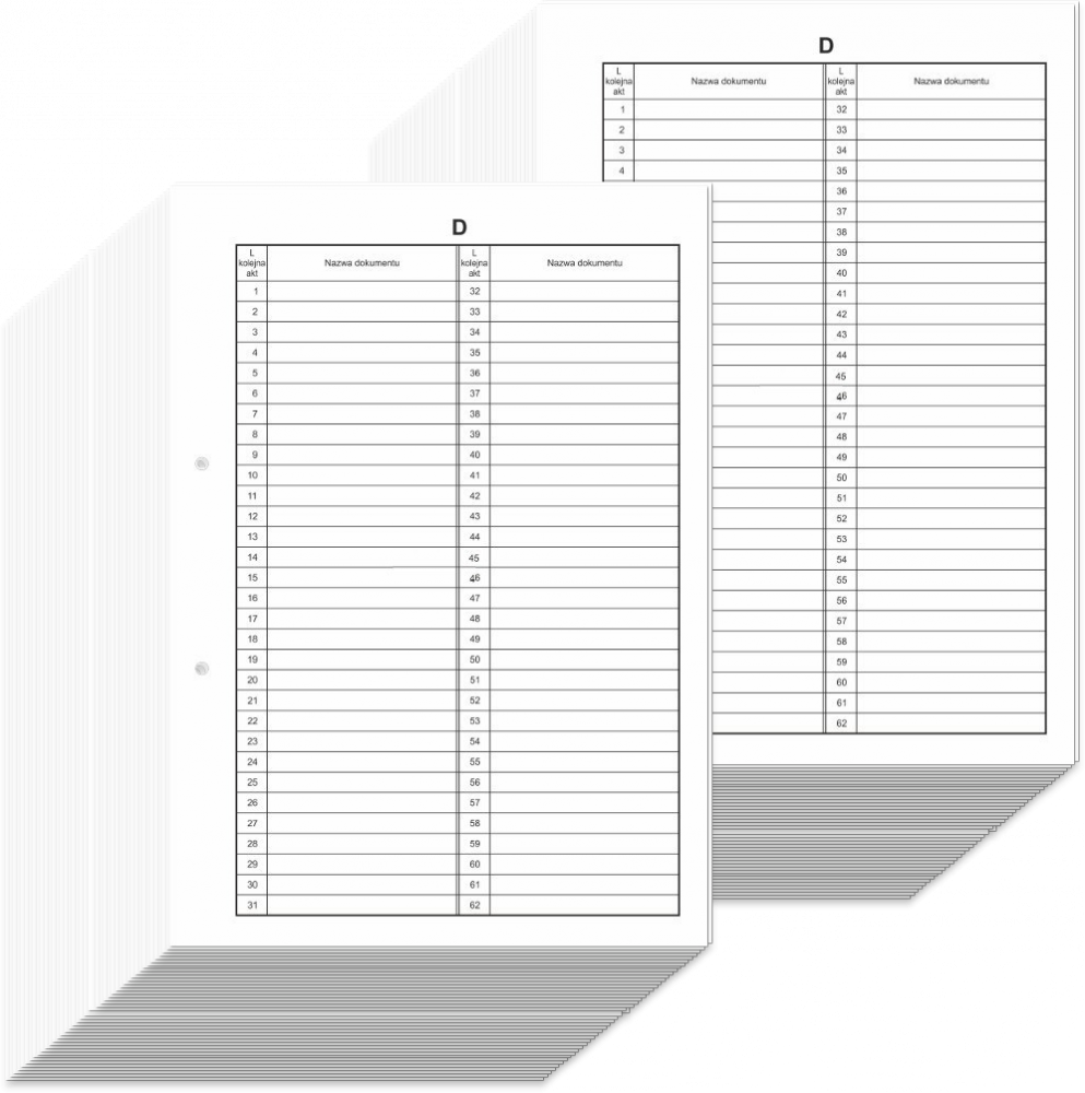 100x Przekładka do segregatora Biurfol, do akt osobowych, kartonowa, A4, typ D, 1 karta