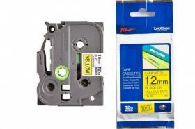 Taśma laminowana do drukarek etykiet Brother TZE631, 12mmx8m, nadruk czarny, taśma żółta