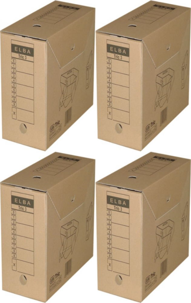 4x Pudło archiwizacyjne Elba Tric 3, A4, 155mm, brązowy