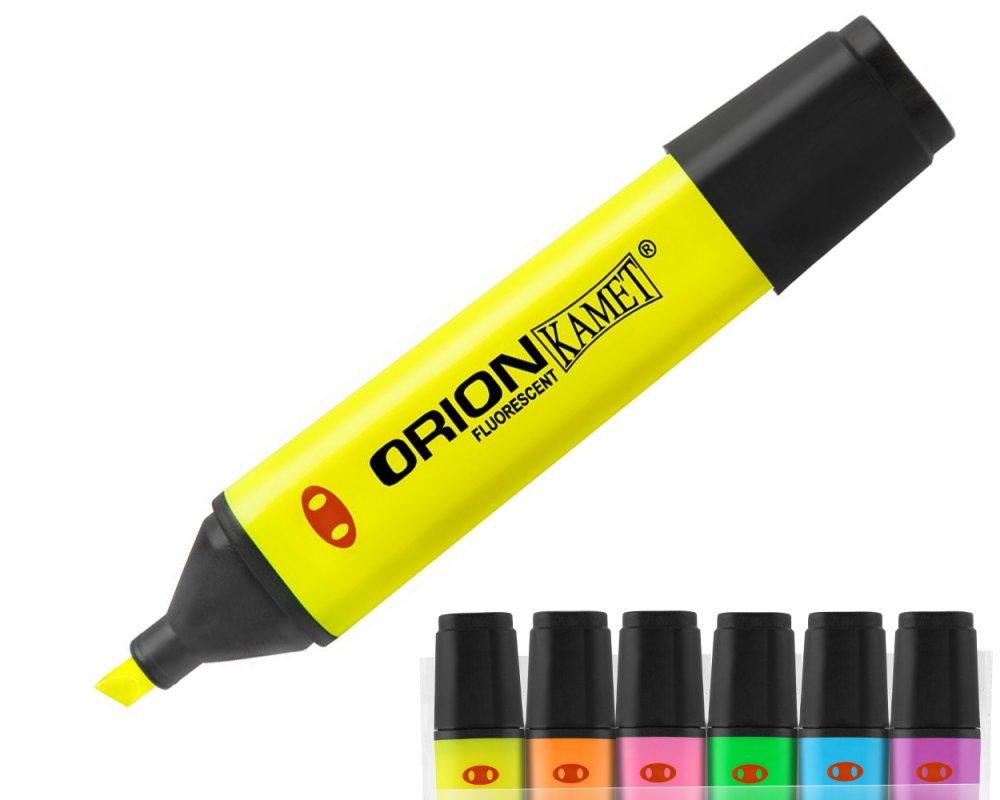 Zakreślacz Kamet, Orion, ścięta, 6 sztuk, mix kolorów