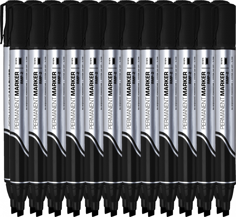 24x Marker permanentny Rystor, RMP-2, ścięta czarny