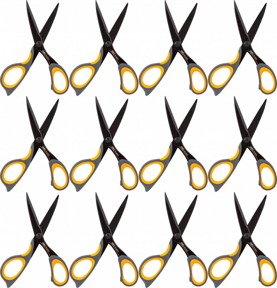 12x Nożyczki Deli Soft Touch, 17.5cm, szaro-żółty