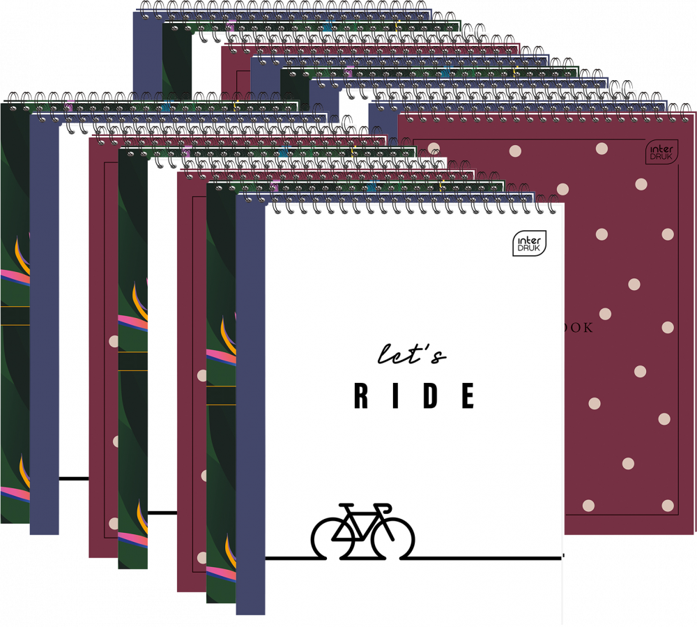 20x Kołonotatnik Interdruk, A6, w kratkę, 100 kartek, mix wzorów