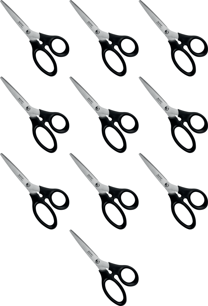 10x Nożyczki Leitz, ze stali nierdzewnej, 18.5cm, czarny