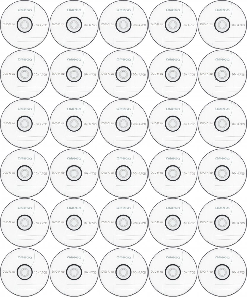50x Płyta DVD-R Omega, do jednokrotnego zapisu, 4.7 GB, koperta, 1 sztuka