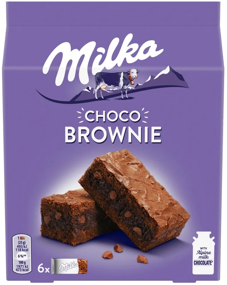 Ciastka Milka Choco Brownie, z czekoladą i kawałkami czekolady, 150g