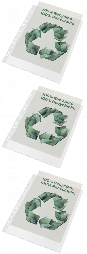 3x Koszulki groszkowe Esselte Recycle Premium, A4, 70μm, 100 sztuk, transparentny