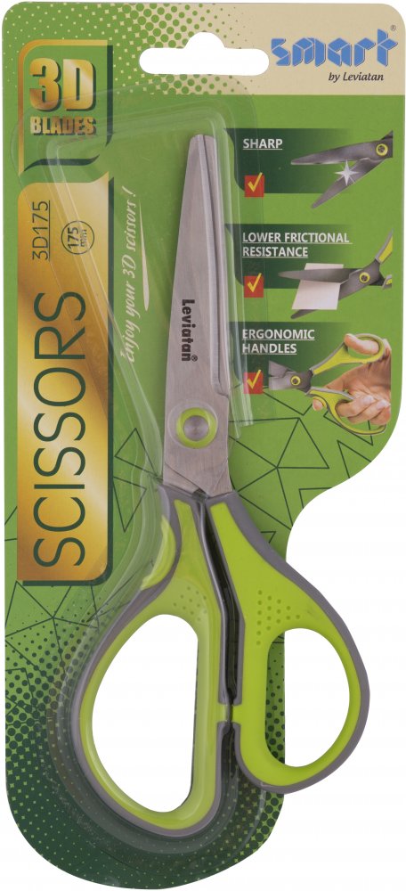 Nożyczki biurowe Leviatan Smart 3D175, 17.5cm, zielony