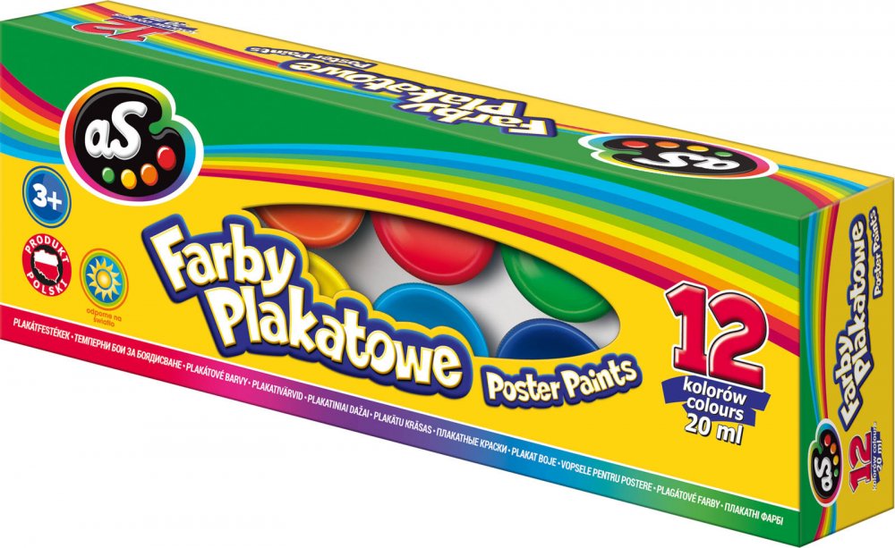 Farby plakatowe Astra AS, 20ml, 12 sztuk, mix kolorów