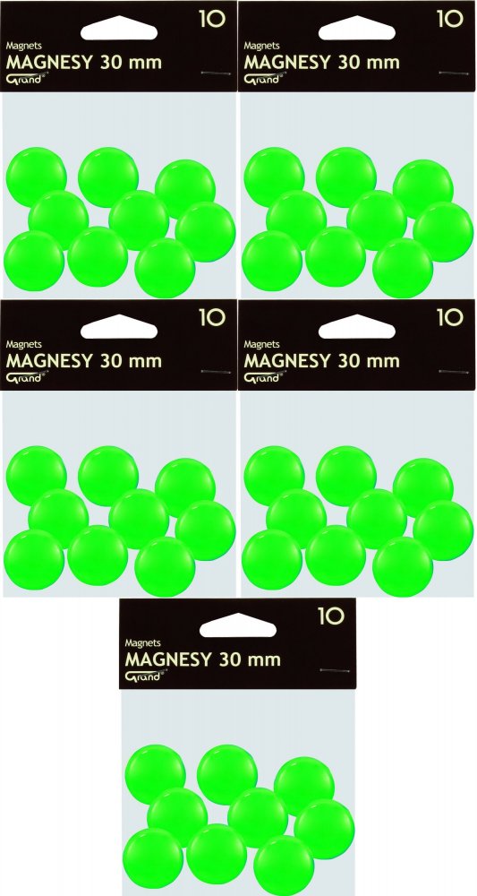 5x Magnesy Grand, 30mm, 10 sztuk, zielony