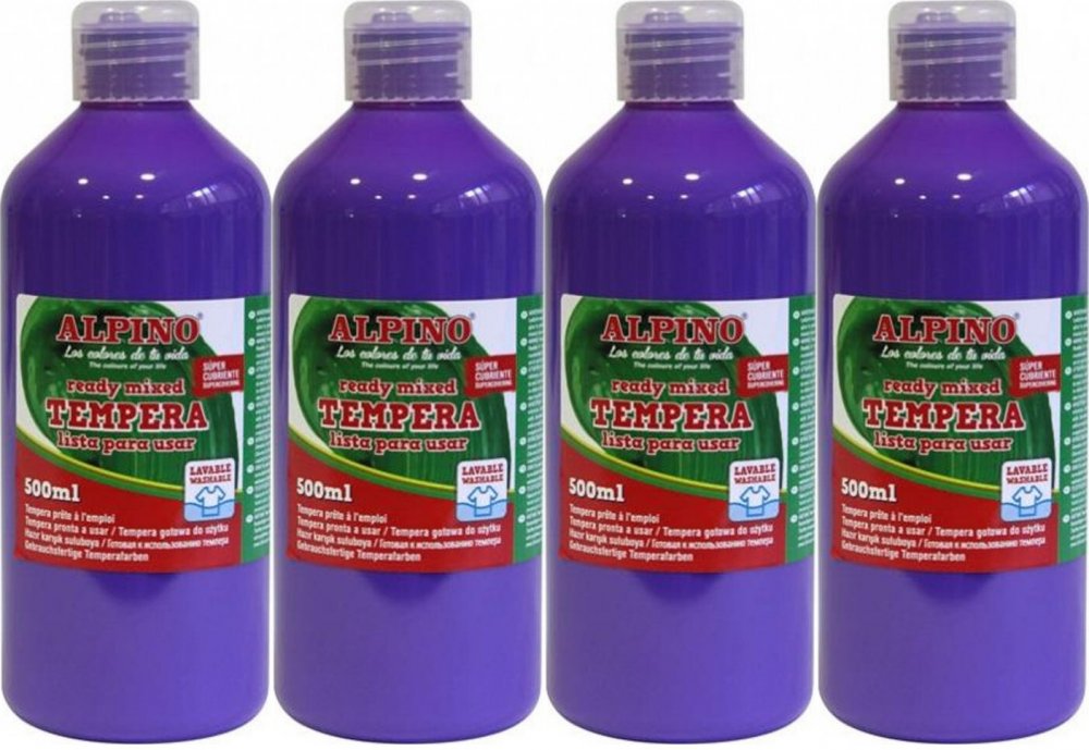 4x Farba plakatowa Alpino, w butelce, 500ml, fioletowy