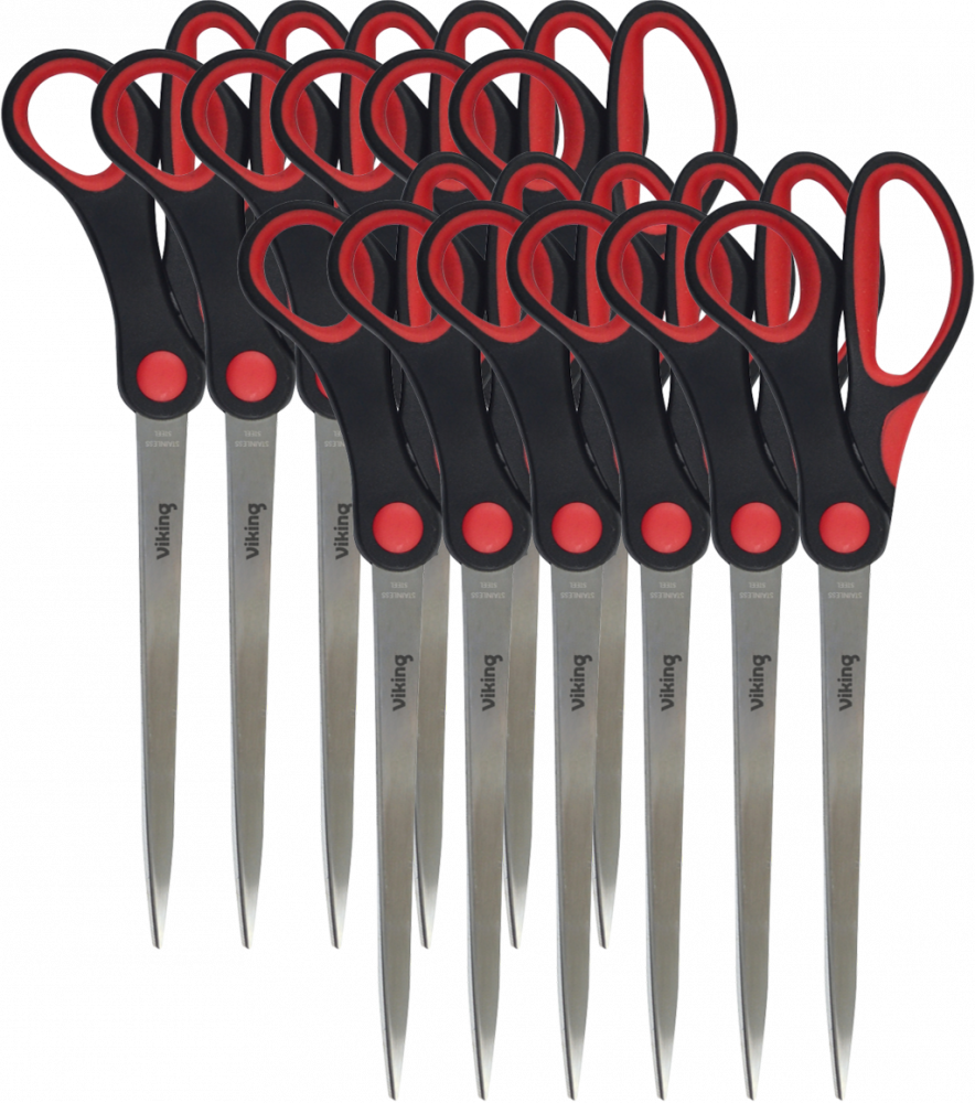 12x Nożyczki biurowe Viking, 26cm, czarno - czerwony