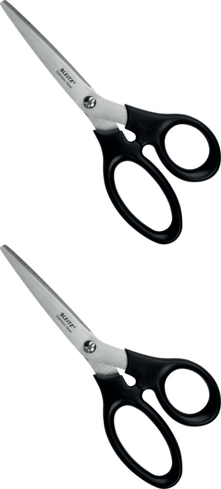 2x Nożyczki Leitz, ze stali nierdzewnej, 18.5cm, czarny